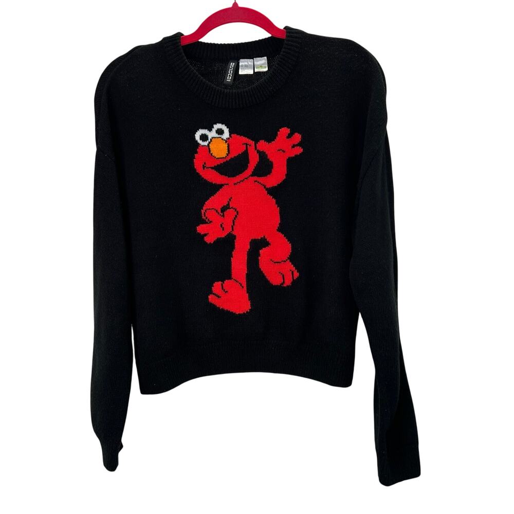 Divided H&M Elmo Sweater XS S Women Black Pullover Crewneck Long Sleeve
